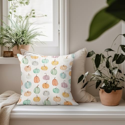 Fall Colorful Pumpkin Throw Pillow Covers 18x18 - color: Pumpkin-3