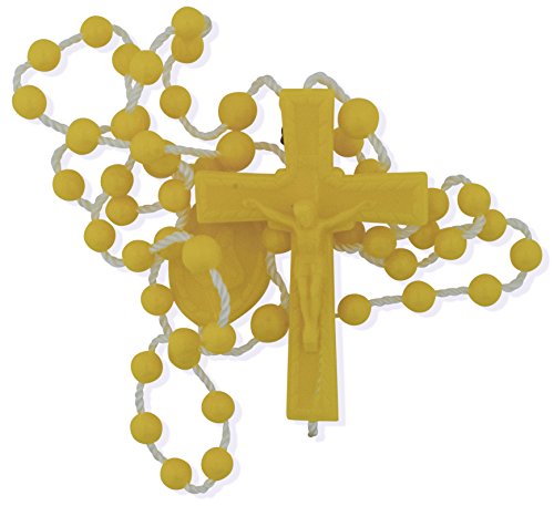 Vatican Imports Plastic Economy Rosary | 10 Bright Colors | Perfect for Camps, Groups and Retreats | Made in Italy | Christian Prayer Accessories - color: Yellow
