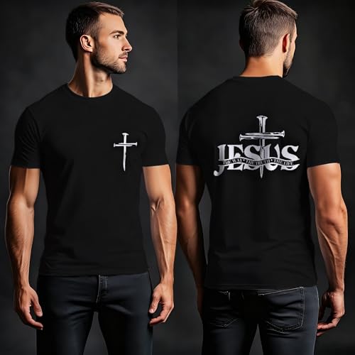 Christian Jesus Shirts for Men Inspirational Bible Verse Faith Graphic Tees - color: Black2, size: XX-Large