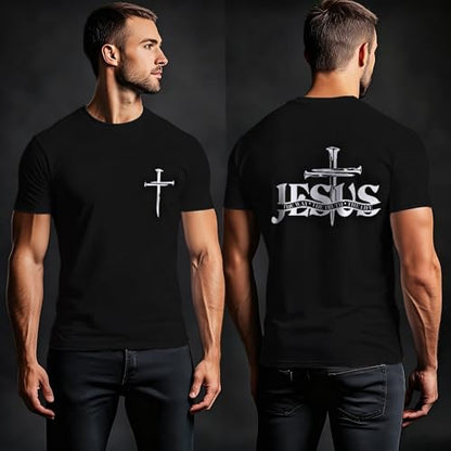 Christian Jesus Shirts for Men Inspirational Bible Verse Faith Graphic Tees - color: Black2, size: XX-Large