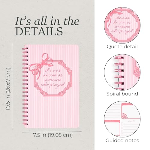 Steel Mill & Co Cute Floral Spiral Notebook Journal for Notes, 10.5" x 7.5" Prayer Journal and Church Notes Journal for Women with Durable Hardcover and 60 Lined Pages with Prompts (Someone Who Prayed) - color: Someone Who Prayed