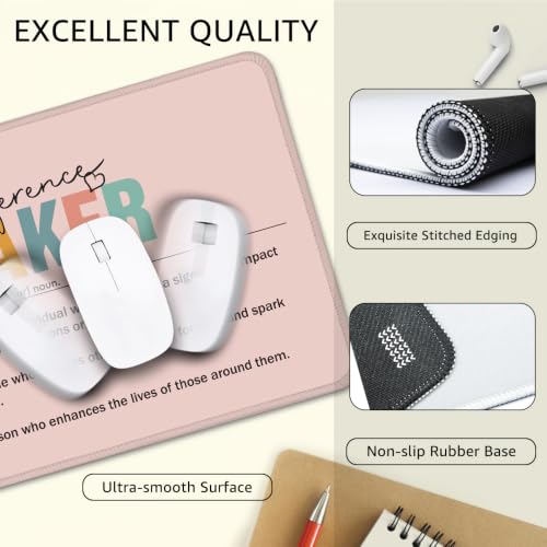 Difference Maker Definition Non-Slip Mouse Pad with Stitched Edge - color: Pink & Black & Green