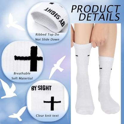 Chicingyou Christian Cross Socks for Men Youth, Us Size 6-12 - color: White, Black