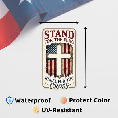 American Flag Cross 250th Anniversary Christian Car Decal - color: Stand for the Flag
