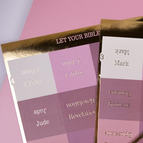 UPAFEXXI-Laminated Bible Tabs for Women,Gold Foil Embossed Lettering - color: Pink and White