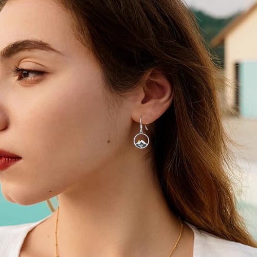 Mountain Mustard Seed Earrings for Women 925 Sterling Silver Lotus/Cross Dangle Drop Earring Christian Jewelry Outdoor Birthday Graduation Gifts - style: Mountain Moss Agate