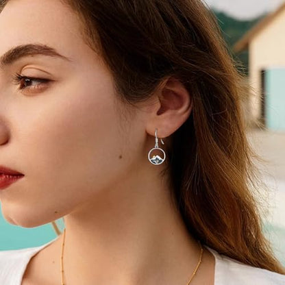 Mountain Mustard Seed Earrings for Women 925 Sterling Silver Lotus/Cross Dangle Drop Earring Christian Jewelry Outdoor Birthday Graduation Gifts - style: Mountain Moss Agate