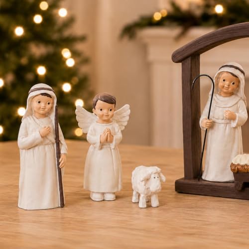 12 Piece Nativity Set, Resin Indoor Christmas Manger Scene, 5 Inch