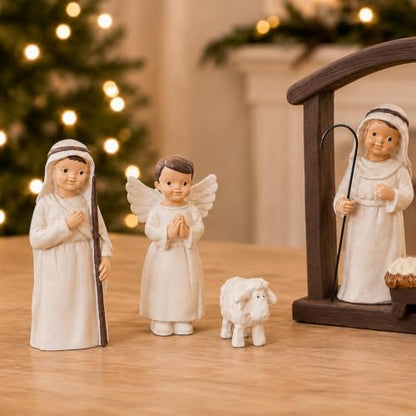 12 Piece Nativity Set, Resin Indoor Christmas Manger Scene, 5 Inch