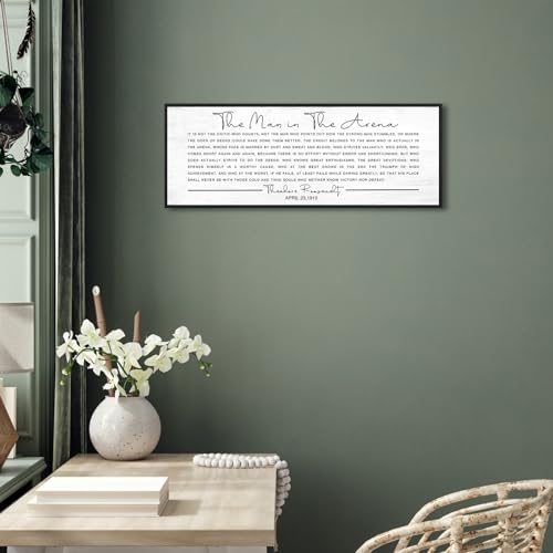 YPY The Man in the Arena Wall Art Framed, Theodore Roosevelt Quotes - color: The Man in the Arena, size: 12"×32"