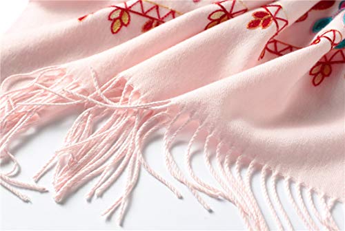 Urban CoCo Embroidered Scarf for Women, Tassel Shawl, Soft Lightweight Wrap - color: Pink