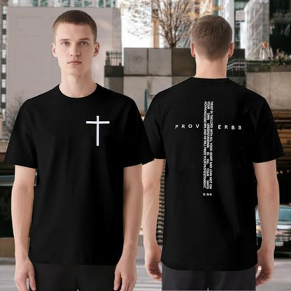 Christian Jesus Faith Shirts for Men Religious Cross Bible Verse T-Shirt - color: Black, size: Medium