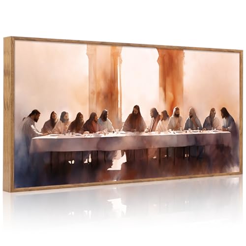 Aurlan The Last Supper Framed Canvas Wall Art 40x20 Inch - color: The Last Supper, size: 40"L x 20"W