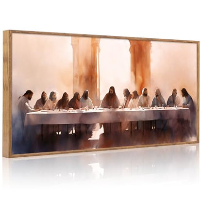 Aurlan The Last Supper Framed Canvas Wall Art 40x20 Inch - color: The Last Supper, size: 40"L x 20"W