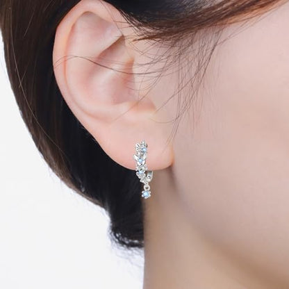 925 Sterling Silver Cute Animal Unique Huggie Hoop Earrings for Women - color: Butterfly Flower