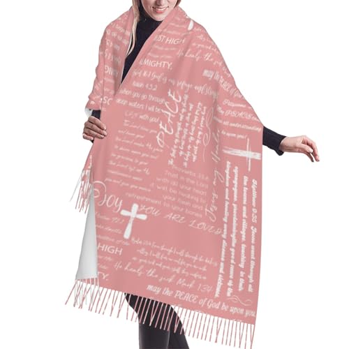 Prayer Shawls and Wraps for Women, Jesus Christian Gifts Bible Scarf Super Soft Fashion Shawl With Tassel - color: Pink