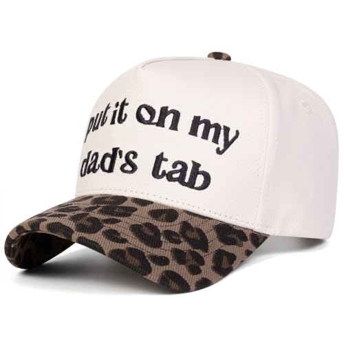 Trendy Embroidered Baseball Cap for Men & Women, Adjustable Snapback Hat for Casual Wear - color: Put It on My Dads Tab-leopard Black