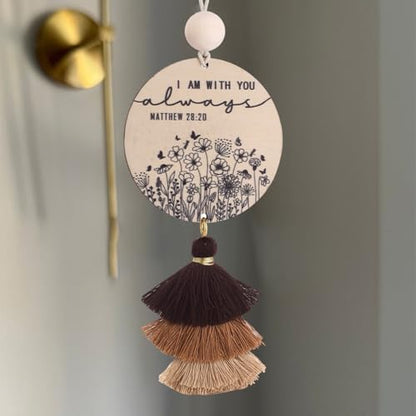 Christian Car Charm Cute Rear View Mirror Accessories for Women - color: Brown