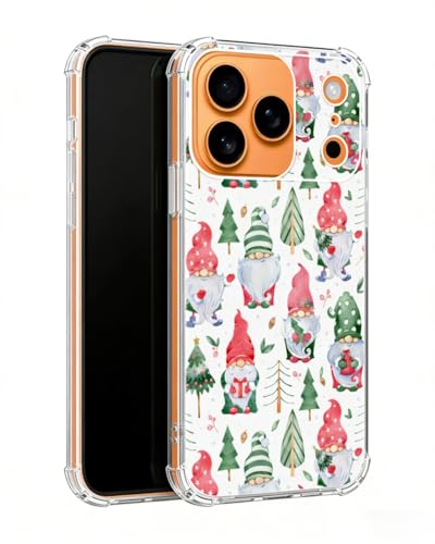 Watercolor Christmas Gnomes Trees Phone Case Compatible with iPhone 17 Pro Max, Cute Winter New Year Phone Cover for iPhone 17 Pro Max, Trendy TPU Bumper Phone Cover Case - color: Christmas Gnomes