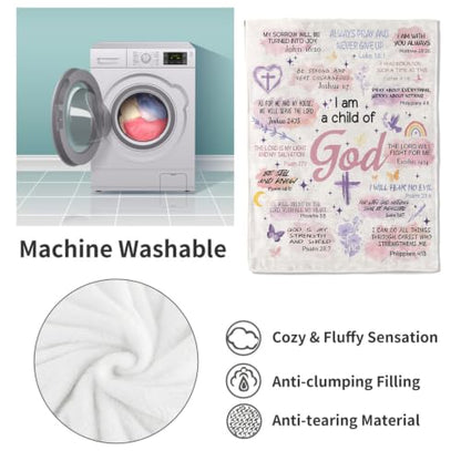 Inspirational Christian “I am a Child of God” Blanket Gifts for Women Mom - color: Inspirational Christian, size: 50"x60"