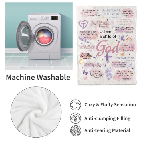 Inspirational Christian “I am a Child of God” Blanket Gifts for Women Mom - color: Inspirational Christian, size: 40"x50"
