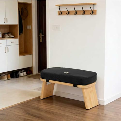 Bamboo Meditation Bench, Foldable Prayer Stool (Black-Bag) - color: Black-bag