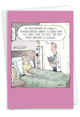 NobleWorks 1 Card Funny Get Well Gift Shop Visit Joke C10873GWG - style: Gift Shop Visit
