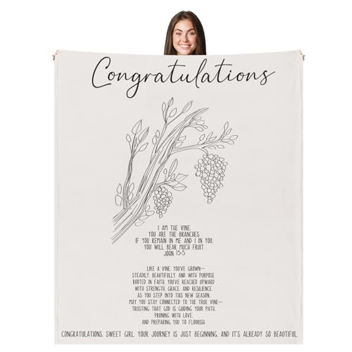 Graduation Gifts Blanket for Women Girl 2026 Congratulation Graduation Blanket Christian Faith Themed Throw Phd College Masters Degree Gifts 50"x 60" - style: Minimalist