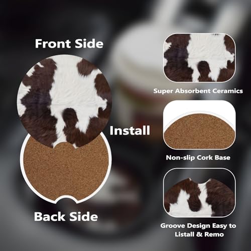 Ceramic Car Cup Coasters 2PCS - Animal Pattern - color: Animal Pattern
