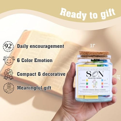 Bible Verse Jar for Son, Christian Gifts for Boys, 92 Scriptures - color: Bible For Son