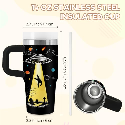 UFO Spaceship Gifts for Kids - 14 oz Tumbler with Handle and Straw, Stainless Steel Insulated Alien Cup, BPA Free Tumblers Birthday Gift for Sci-Fi & Mystery Lover, Outdoor Sports, Travel - color: UFO1