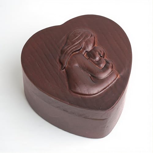 KATINAT Hand-Carved Wooden Keepsake Box for Mom, Jewelry & Treasure Box, Symbol of Timeless Love, Sculpted Hand-Painted Design – Mother’s Day Gift - color: KAT- KL Mother& Baby Keepsake Box