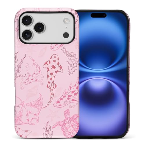 Case for iPhone 17 Pro Max/18 Pro Max,Drop Protection Hybrid 2-Layer Hard Phone Cover-Ocean Animal Whale Shark-Pink - color: Ocean Animal Whale Shark-Pink, size: iPhone 17 Pro Max/18 Pro Max