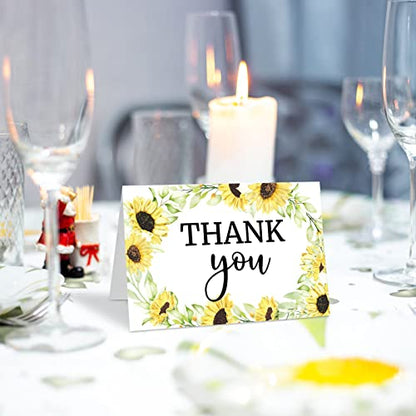 Marspark 25 Pack Funeral Thank You Cards Sympathy Envelopes, Sunflower - style: Sunflower