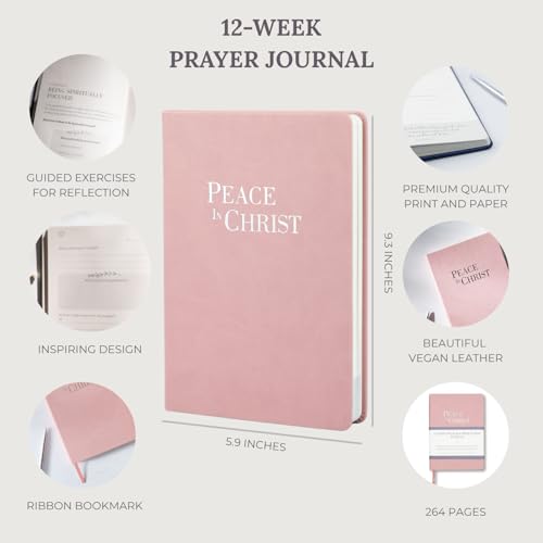 Prayer Journal – Peace in Christ 12-Week Guided Christian Prayer Journal for Women & Men with Daily Prayer Prompts, Scripture, Gratitude & Reflection for Spiritual Growth - color: Pink