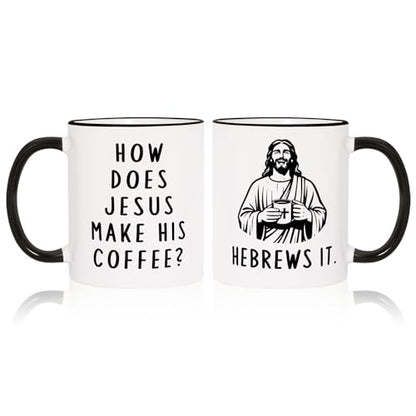 Funny Christian Gifts for Women Men – Jesus He Brews It Coffee Mug 11oz - size: 11 Ounces