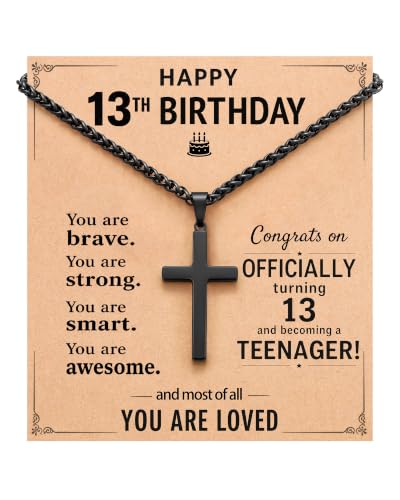 9–13 Year Old Boy Birthday Gifts Idea, Cross Necklace for Boys - style: 13th birthday