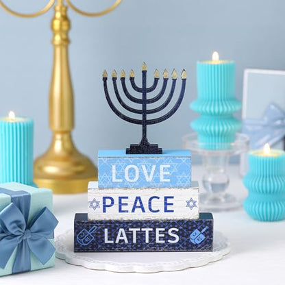 Geelin 4 Pcs Hanukkah Wooden Table Decorations for Home - style: Peace