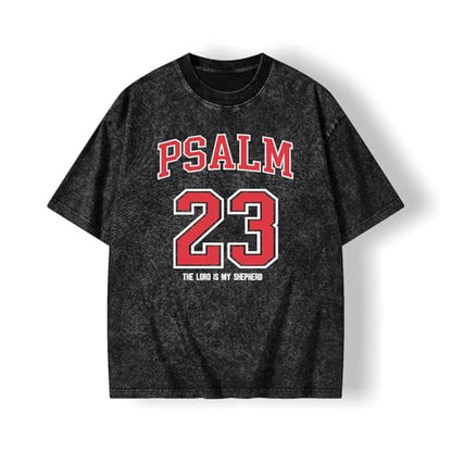 Graphic Tees Summer Women Men Cotton Novelty Oversized Crew Neck Psalm of Bible Christian Washed T-Shirt - color: Black, size: 4X-Large