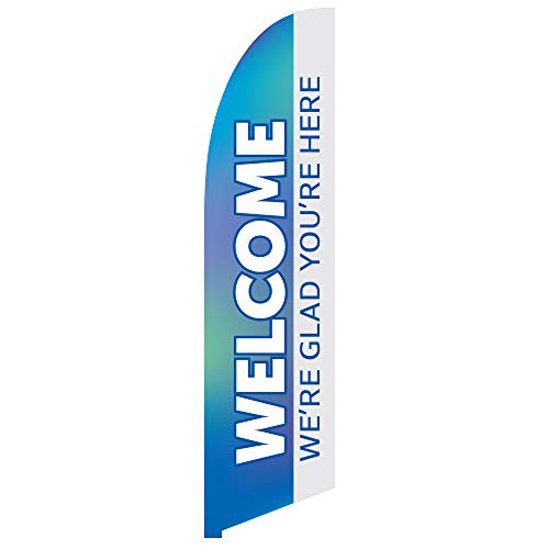 Vispronet Welcome to Church Feather Flag – 13.5ft Banner for Religious Gatherings and Festivals, Weather-Resistant Knitted Polyester, Flag Only - size: 13.5ft - Flag Only