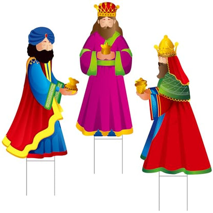 Wenqik 3 Pcs Christmas Three Wise Men Outdoor Yard Signs with Stakes Religious Nativity Scene Signs Three Kings Outdoor Lawn Decoration Set for Christmas Yard Lawn Garden Pathway Decorations