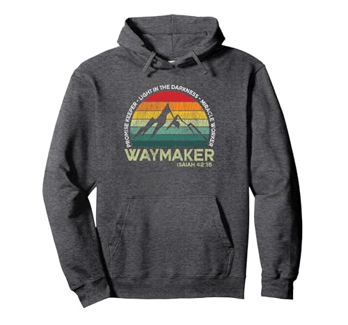 Vintage Waymaker Promise Keeper Miracle Worker Christian Pullover Hoodie - color: Dark Heather Grey, size: Small