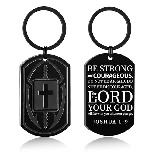 Football/Baseball/Soccer/Basketball Keychain for Men Sport Gifts for Men - color: Black, style: Football-joshua 1:9