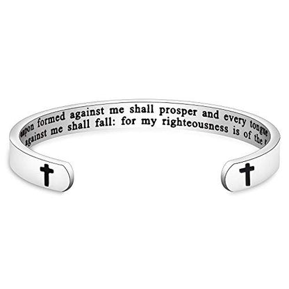 Gzrlyf Isaiah 54:17 Bracelet No Weapon Formed Against Me Shall Prosper Bracelet Religious Gifts - style: Cuff,Religious