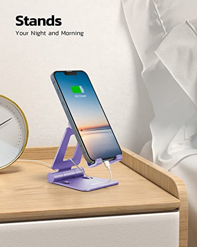 Nulaxy Full Aluminum Dual Folding Cell Phone Stand for Desk, Purple - color: E-Purple