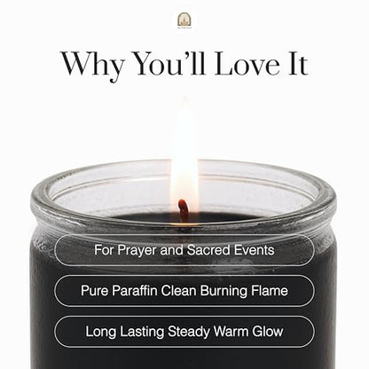 6pk Black Negro 90hr | 7-Day Prayer Candles - Glass Jar Veladoras, Unscented Paraffin Wax | Protection, Reversing Banishing Novena - Catholic Hispanic Church Altar, Memorial Vigil, Uncrossing - color: Black