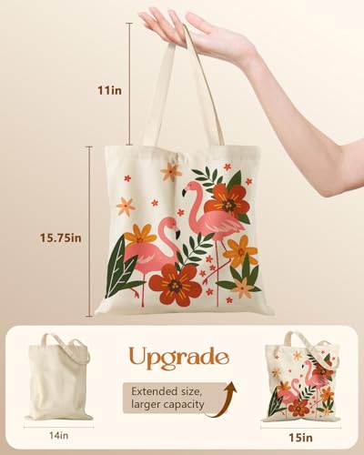Miss Adola Canvas Tote Bag with Zipper for Women - color: Flamingo
