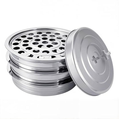 3Pc Stainless Steel Communion Tray with Lid – 40 Cup for Church – Silver - color: Silver