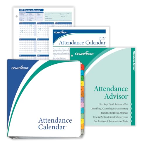 ComplyRight 2027 Attendance Calendar Kit, White, Pack of 50 - size: 50 Pack, style: Attendance Calendar Kit