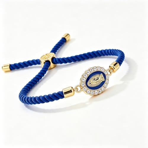 Catholic Bracelets St. Benedict Bracelet Red Rope Double Hole Pendant Couple Woven Bracelets Adjustable Black Bracelet - color: Blue